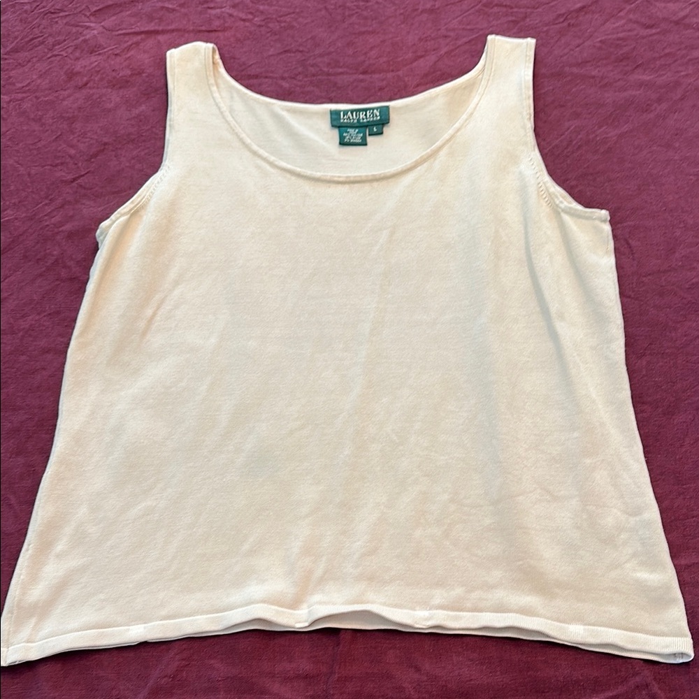 Lauren Ralph Lauren L Large cream silk blend Tank Top fine knit